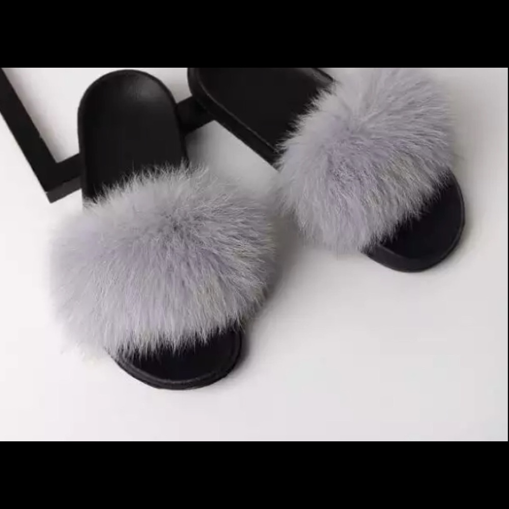 🎄🎁 LADIES REAL FOX FUR SLIPPERS.🎄🎄🎄